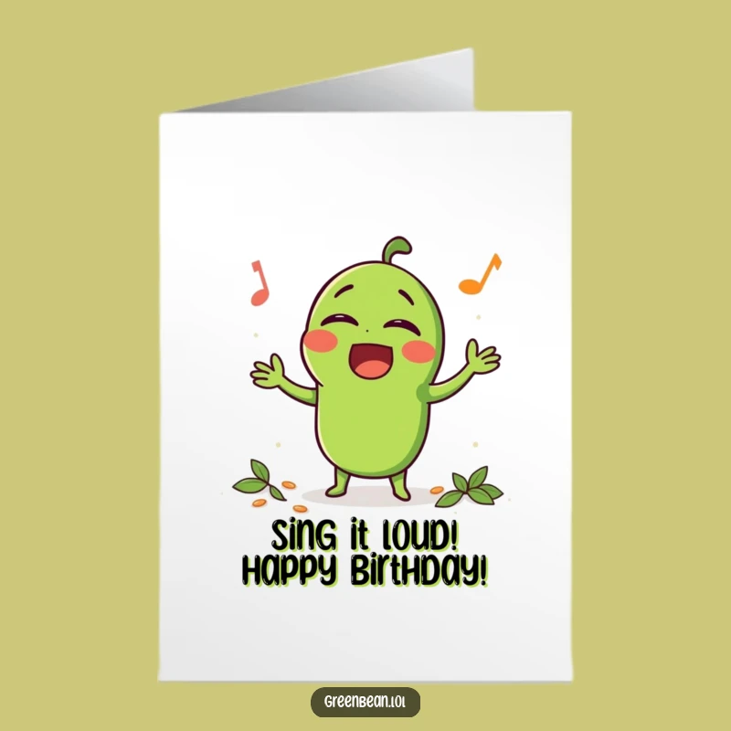 Free Printable Funny Birthday Card: Singing Bean Gets Spiced Up for Celebration