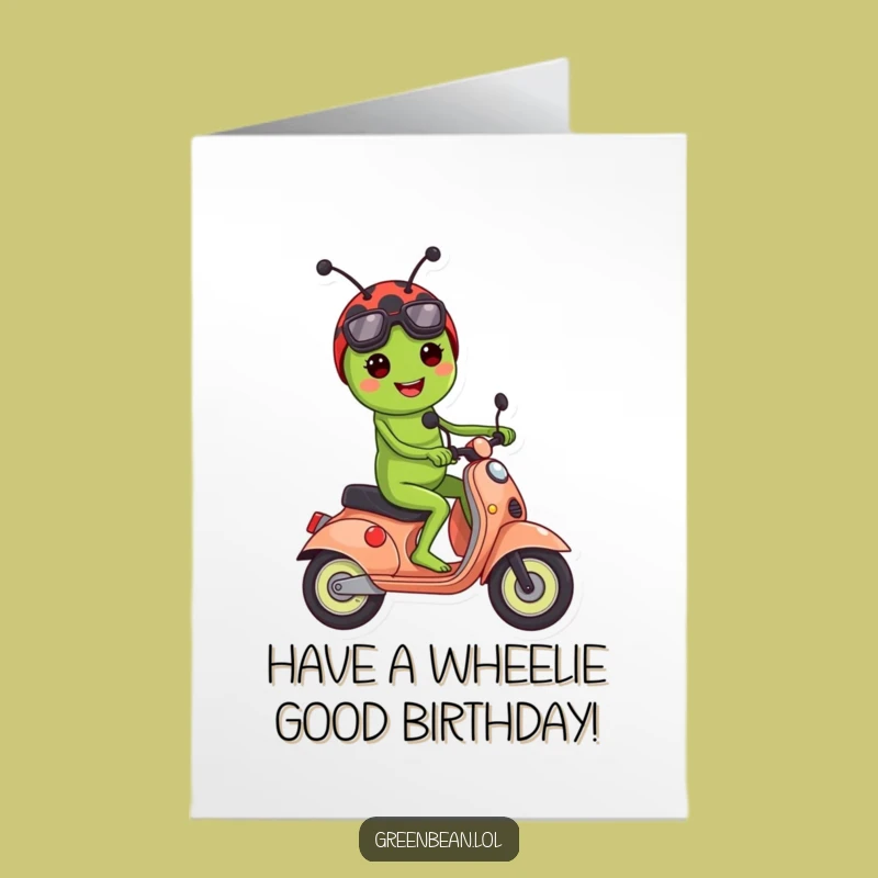 Free Printable Birthday Card: Ladybug Scooter Bean Fun, Hilarious Downloadable Gift