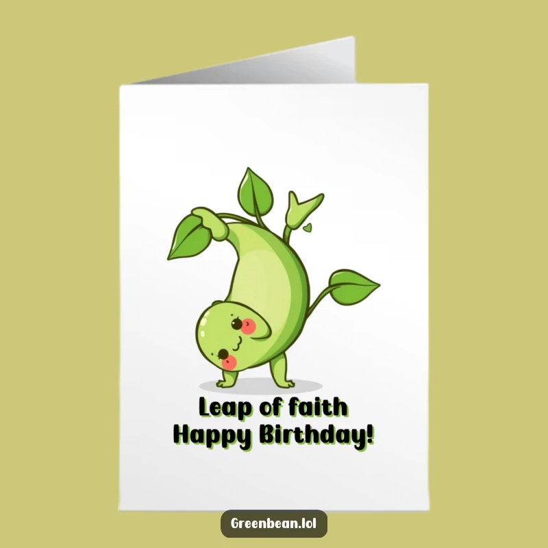 Free Printable Birthday Card: Jumping Green Bean - A Playful, Funny Downloadable Gift