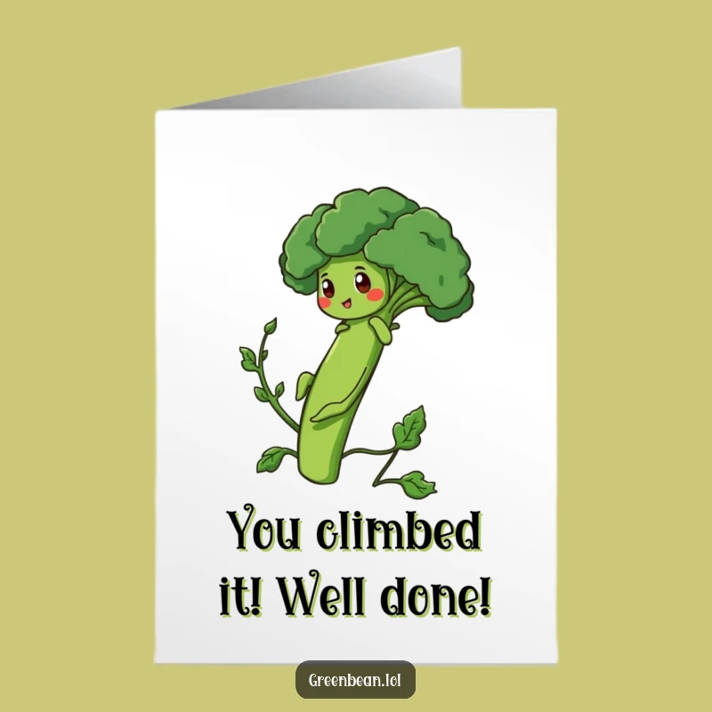 Free Printable Congrats Card: Broccoli Bean, Humorous Achievement Downloadable