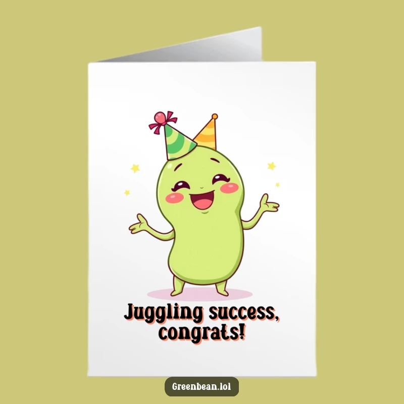 Free Printable Congrats Card: Juggling Green Bean Downloadable for Celebrations!