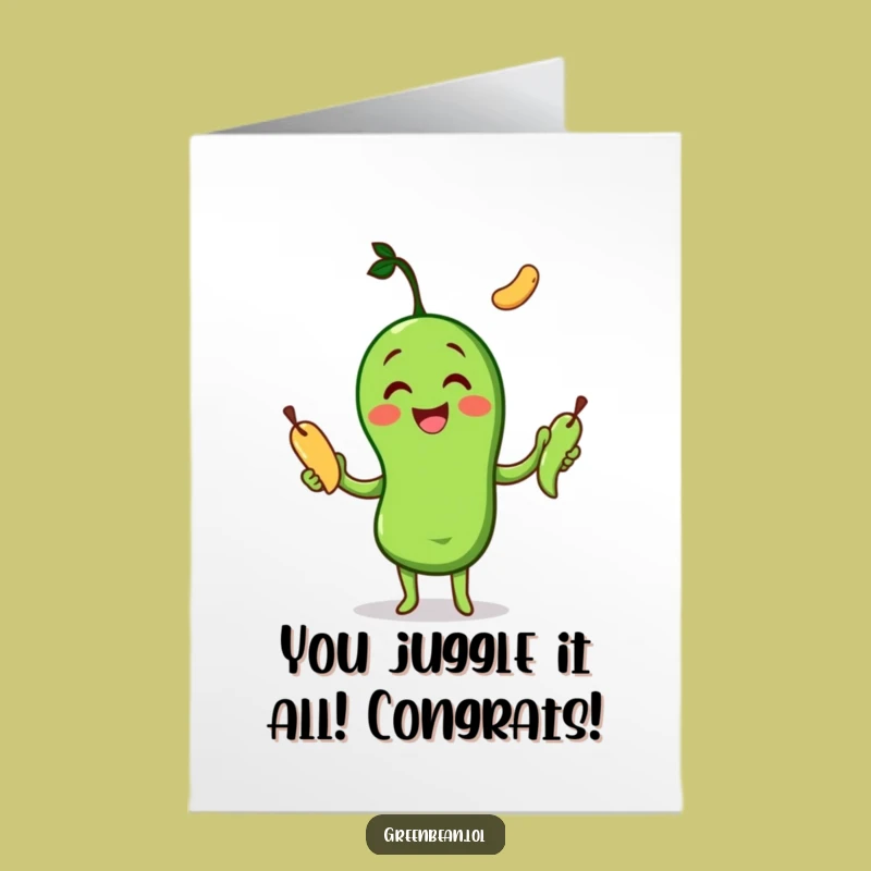 Free Printable Congrats Card: Juggling Success with Bean-tastic Flair