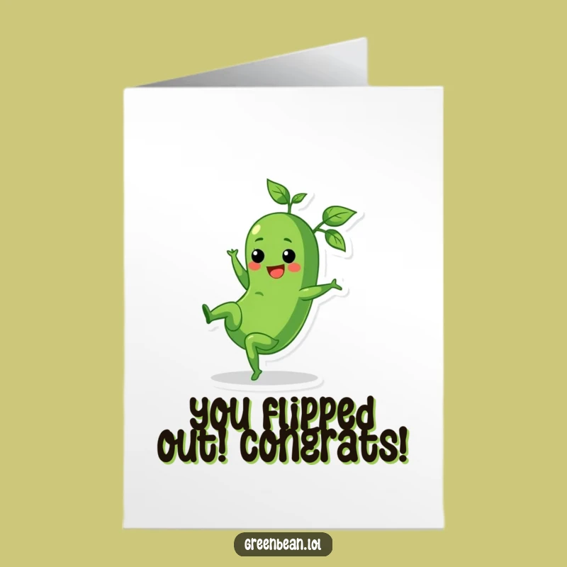 Free Printable Green Bean Cartwheel Card: Funny Congrats - Downloadable Celebration