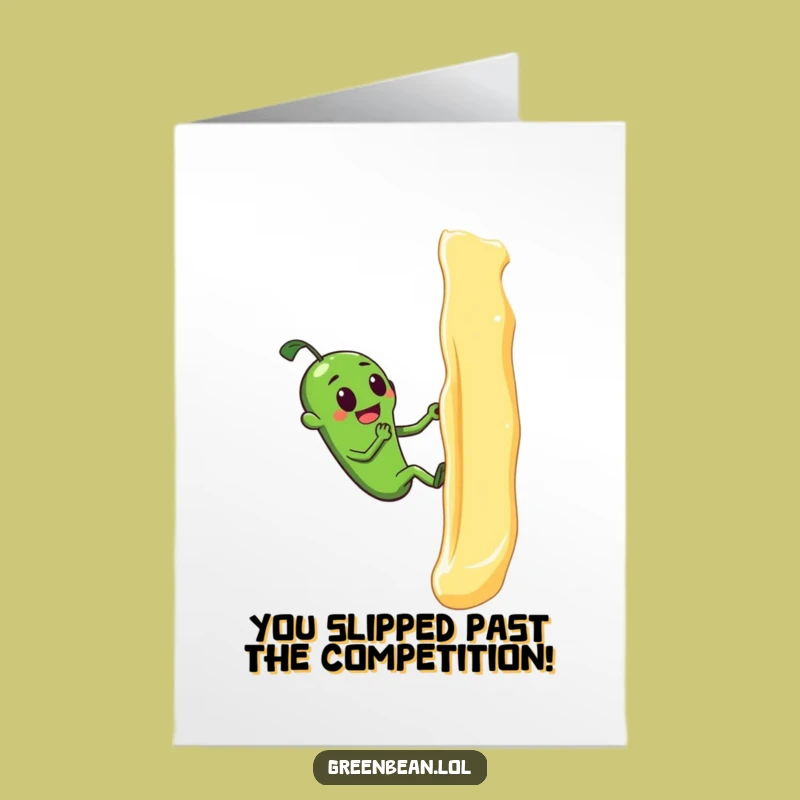Free Printable Green Bean Congrats Card: Butter Climb Success Humor Downloadable Gift