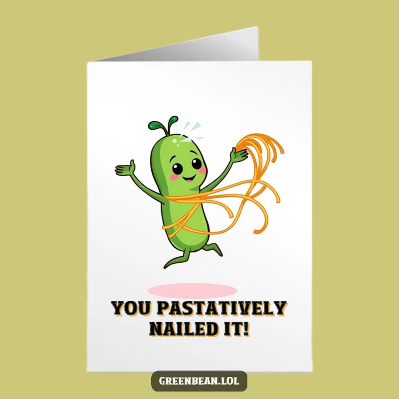 Free Printable Dancing Bean Congrats Card: Spaghetti Celebration Downloadable Gift