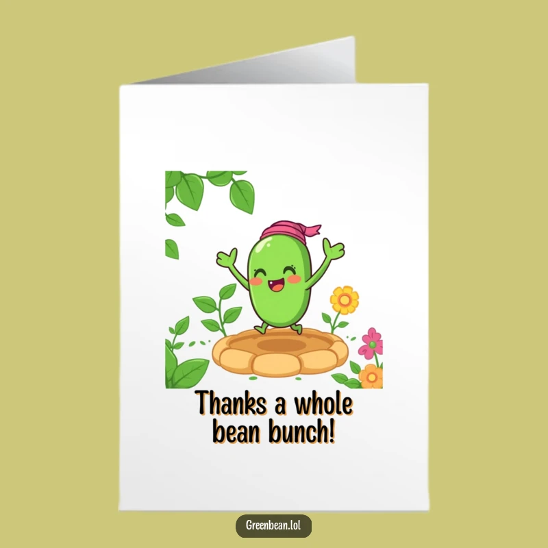 Free Printable Green Bean Thank You Card - Grateful Downloadable Art Gift