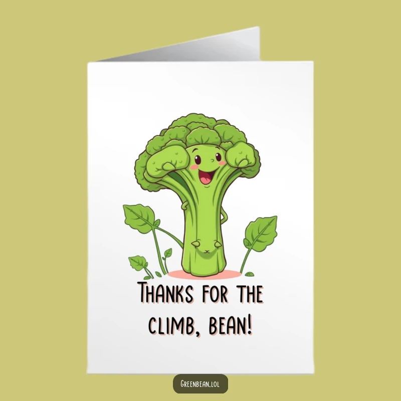 Free Printable Thank You Card: Green Bean Broccoli Climb Funny Downloadable