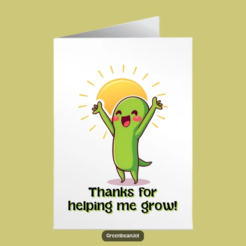 Free Printable Thank You Card: Green Bean Sun Stretch, Uplifting Downloadable Gift