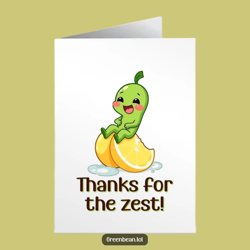 Free Printable Thank You Card: Slipping Bean, Zesty Funny Downloadable Gift