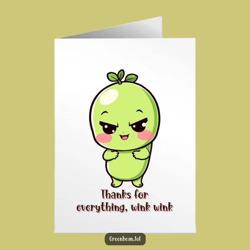 Free Printable Thank You Card: Winking Bean Thanks, Charming DIY Gift Idea