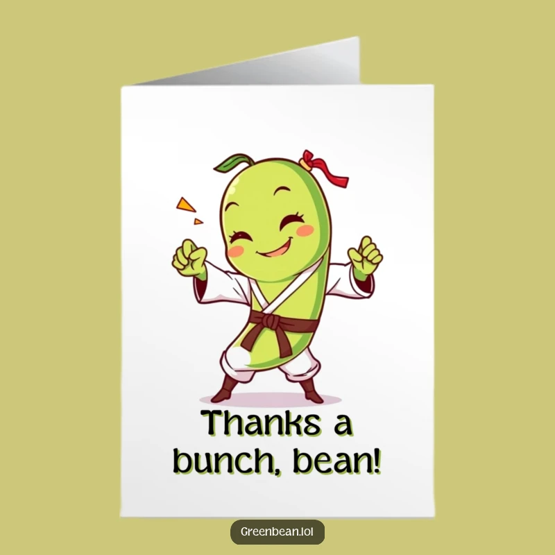 Free Printable Karate Bean Thank You Card - Funny Downloadable Gift of Gratitude