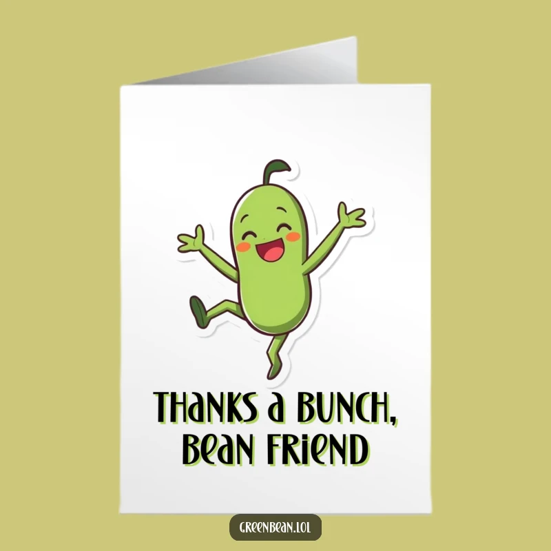 Free Printable Thank You Card: Grateful Green Bean, Energetic Thanks, DIY Downloadable