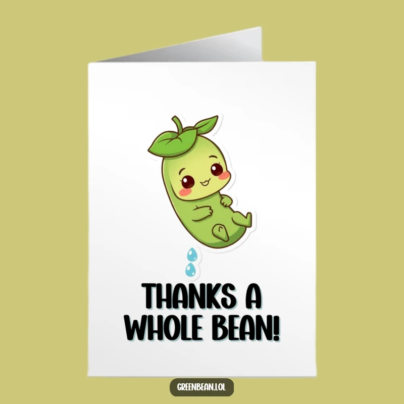Free Printable Thank You Card: Green Bean Dewdrop Slide, Cute Downloadable Gift
