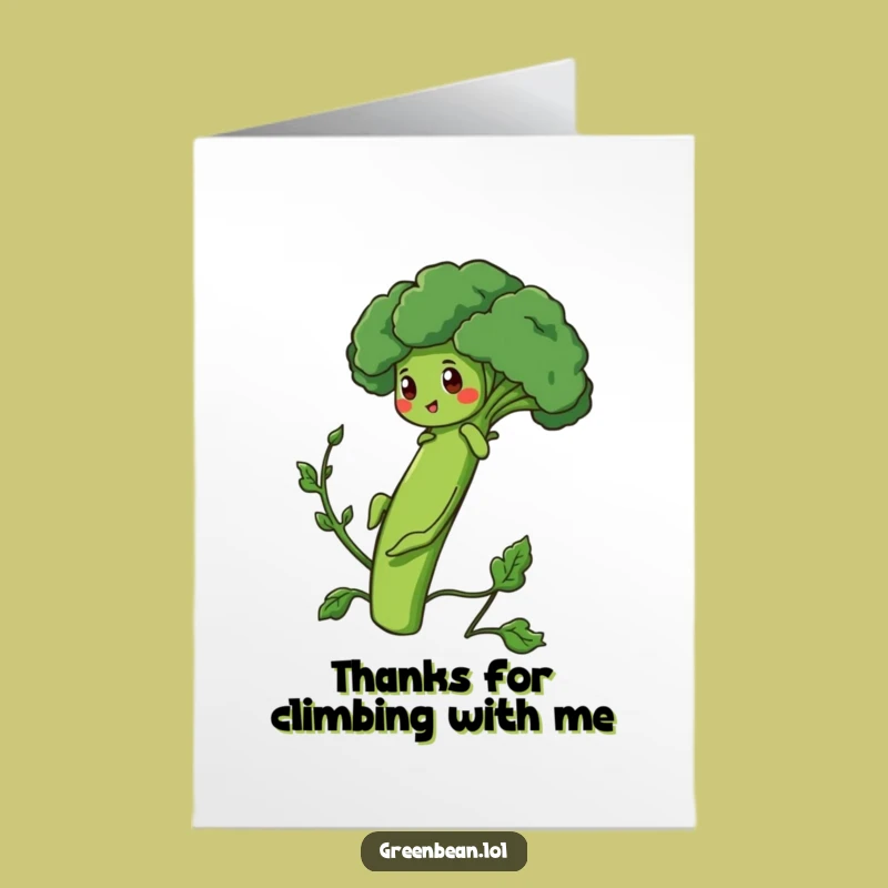 Free Printable Thank You Card: Broccoli Climber Bean, Downloadable Humorous Gratitude