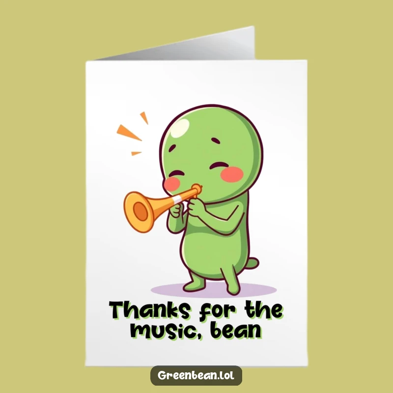 Free Printable Thank You Card: Green Bean Trumpeter - A Humorous Downloadable Expression