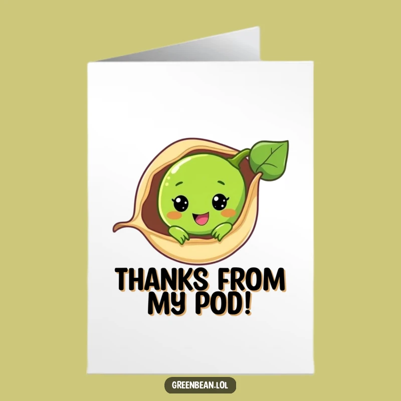 Free Printable Thank You Card: Smiling Green Bean - Cute Downloadable Appreciation Gift