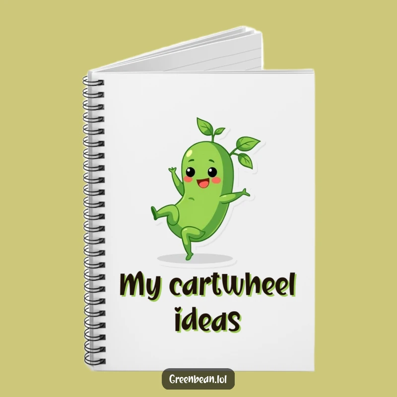 Funny Cartwheel Green Bean Notebook - Hilarious Journal for Energetic Ideas