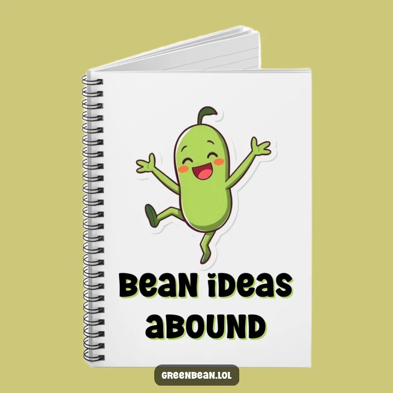 Funny Notebook - Green Bean Cartwheel Character, Perfect Funny Gift for Healthy Habits