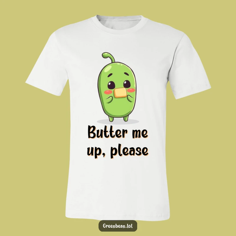 Funny Surprised Green Bean Butter T-Shirt: Hilarious Veggie Humor for Gifts