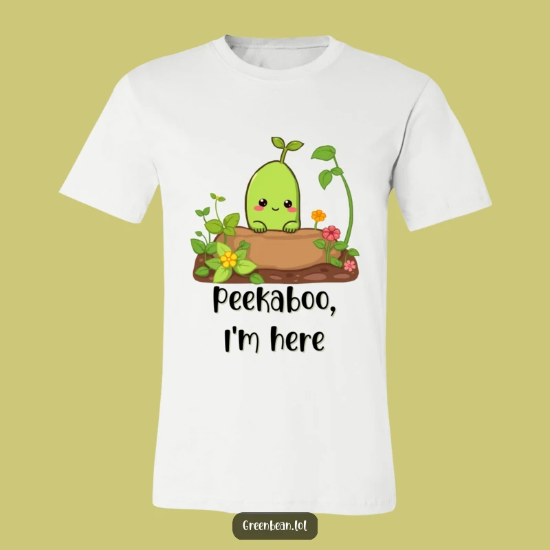 Funny Curious Green Bean T-Shirt: Garden Peek-a-Boo, Perfect Gift