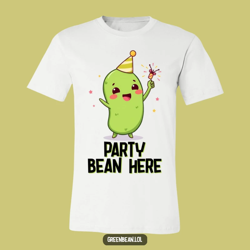 Funny Green Bean Party Popper T-Shirt: Wear Your Celebration with Pride