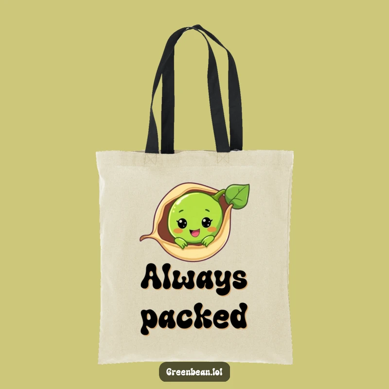 Funny Peek-a-Boo Green Bean Tote Bag: Carry Your Cute Surprise with Style