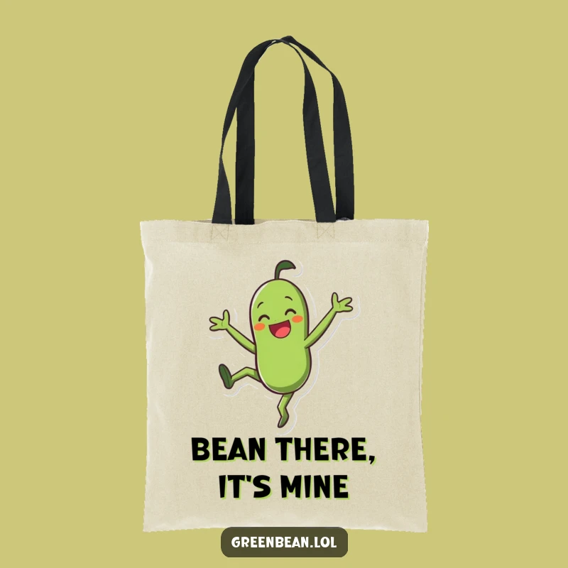 Funny Tote Bag - Green Bean Cartwheel Character, Stylish Funny Gift for Food Lovers