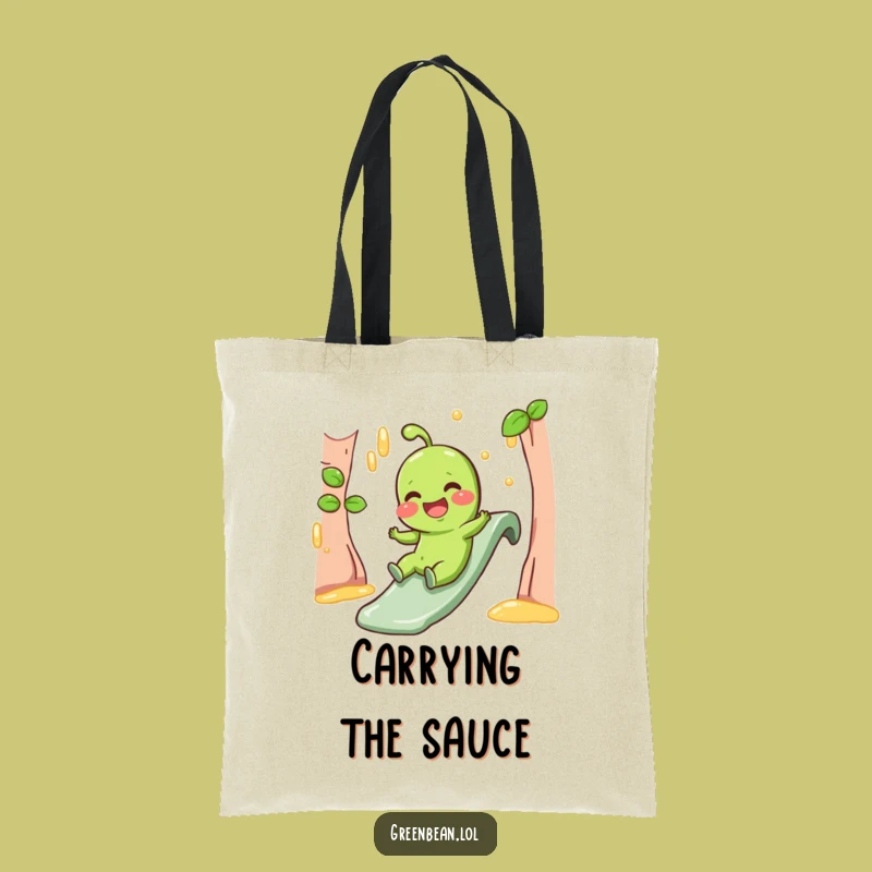 Funny Gravy Tote - Giggling Green Bean Slide Character Bag