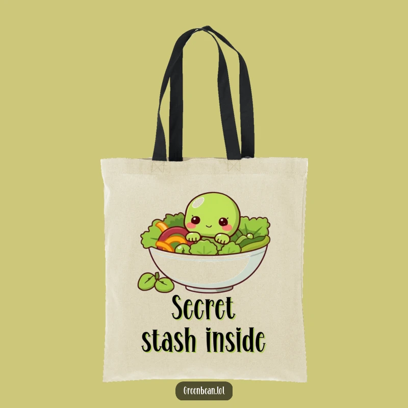 Funny Bean Tote - Shy Green Bean Salad Character Bag