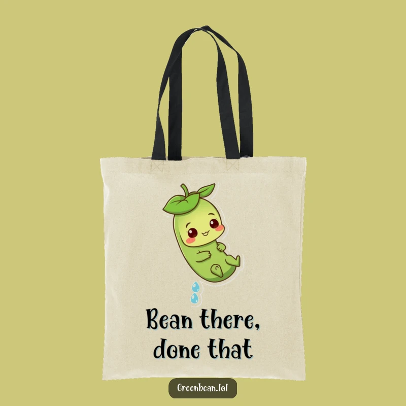 Funny Green Bean Dewdrop Tote Bag: Carry Your Fun - Great Gift for Bean Lovers