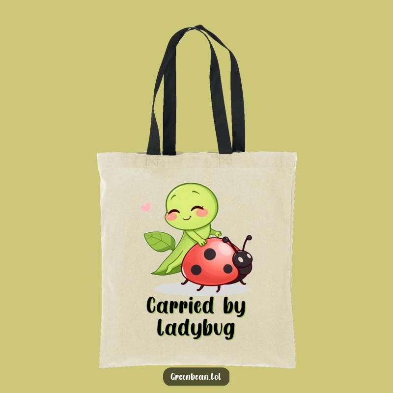 Funny Green Bean Ladybug Rider Tote Bag: Carry Your Laughs in Style!