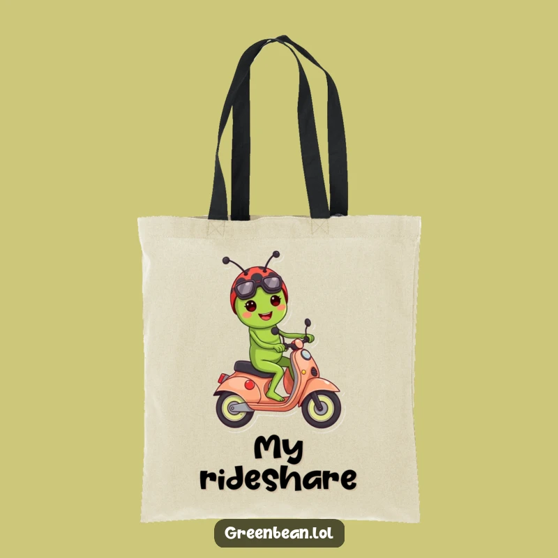 Funny Green Bean Ladybug Scooter Tote Bag: Carry Your Day with a Smile