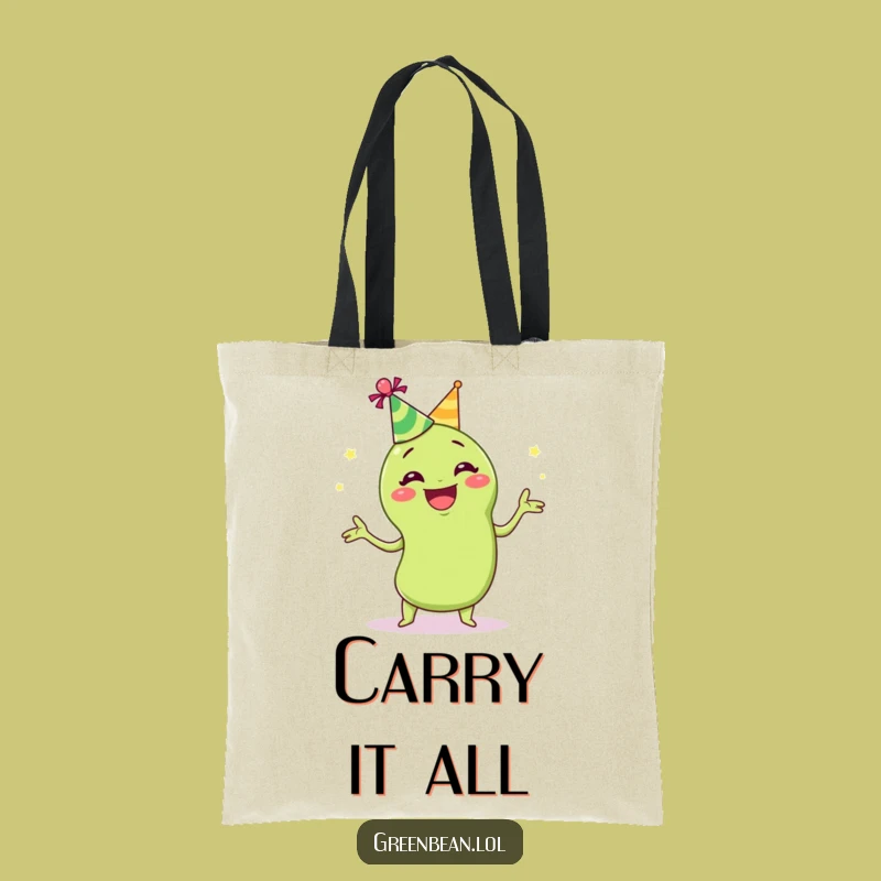 Funny Juggling Green Bean Tote Bag: Stylish & Hilarious Party Vegetable Carrier