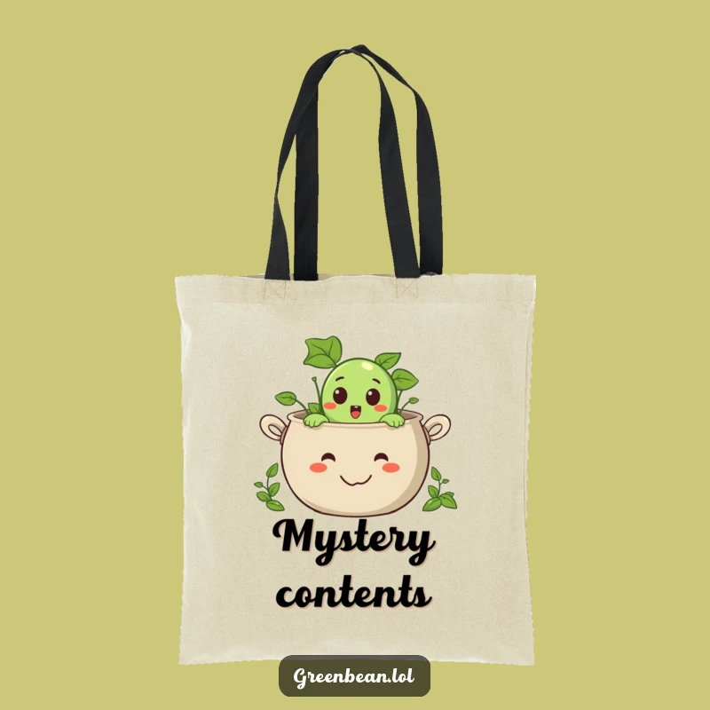 Funny Surprised Green Bean Tote Bag: Playful Veggie Carry-All, Perfect Gift for Shoppers