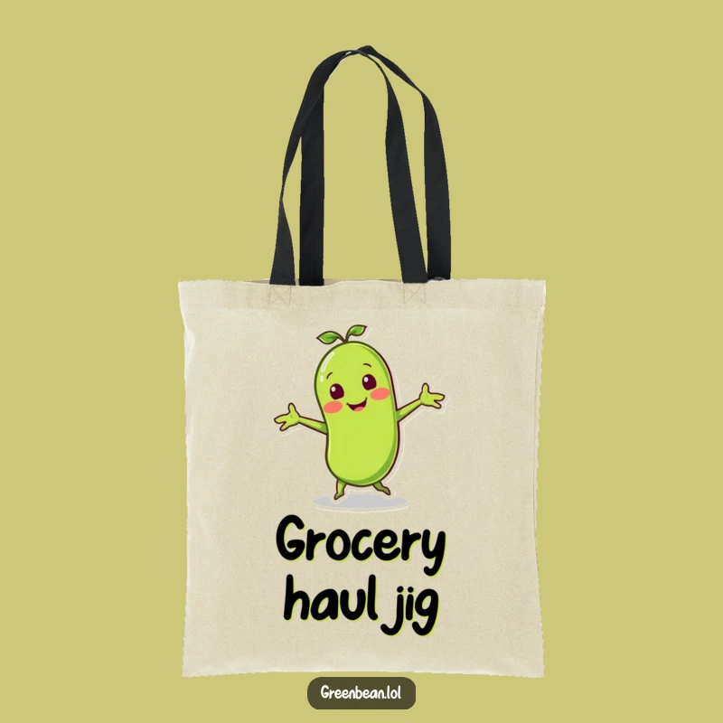 Funny Green Bean Jig Tote Bag: Vegetable Dance Carryall Gift