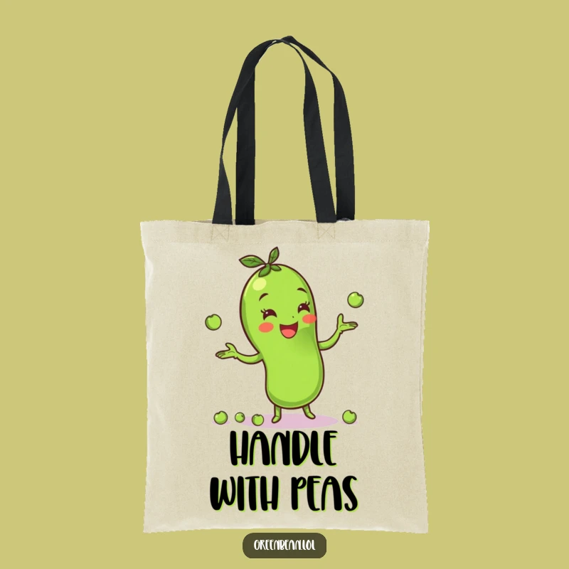 Funny Green Bean Juggling Peas Tote Bag: Carry Your Fun, Ideal Funny Gift for Shoppers