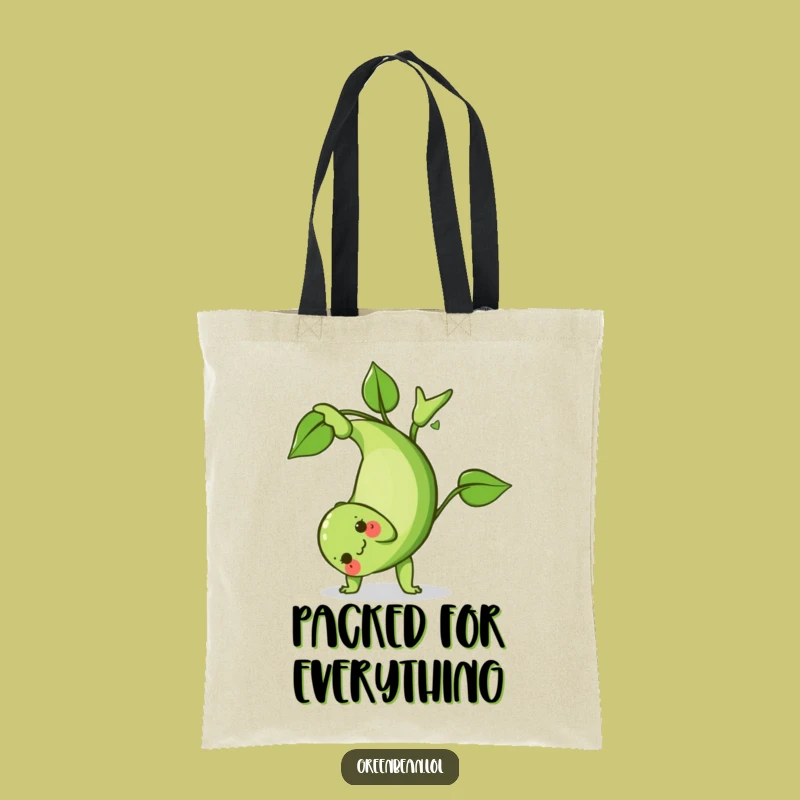Funny Green Bean Somersault Tote Bag: Carry Your Essentials with Playful Flair!