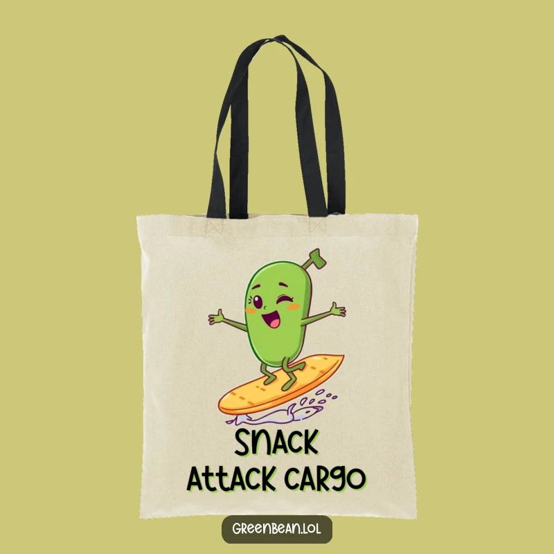 Funny Green Bean Surfing Tote Bag - Hilarious Snack Lover's Accessory